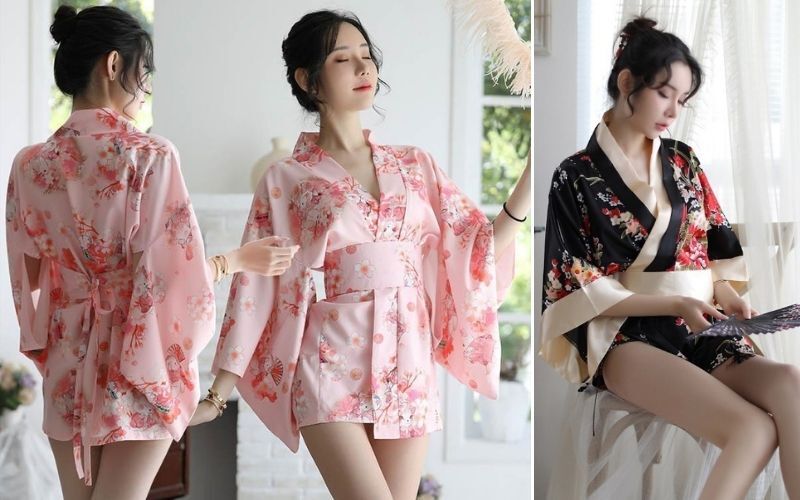 Đồ ngủ mặc nhà kimono váy nóng bỏng